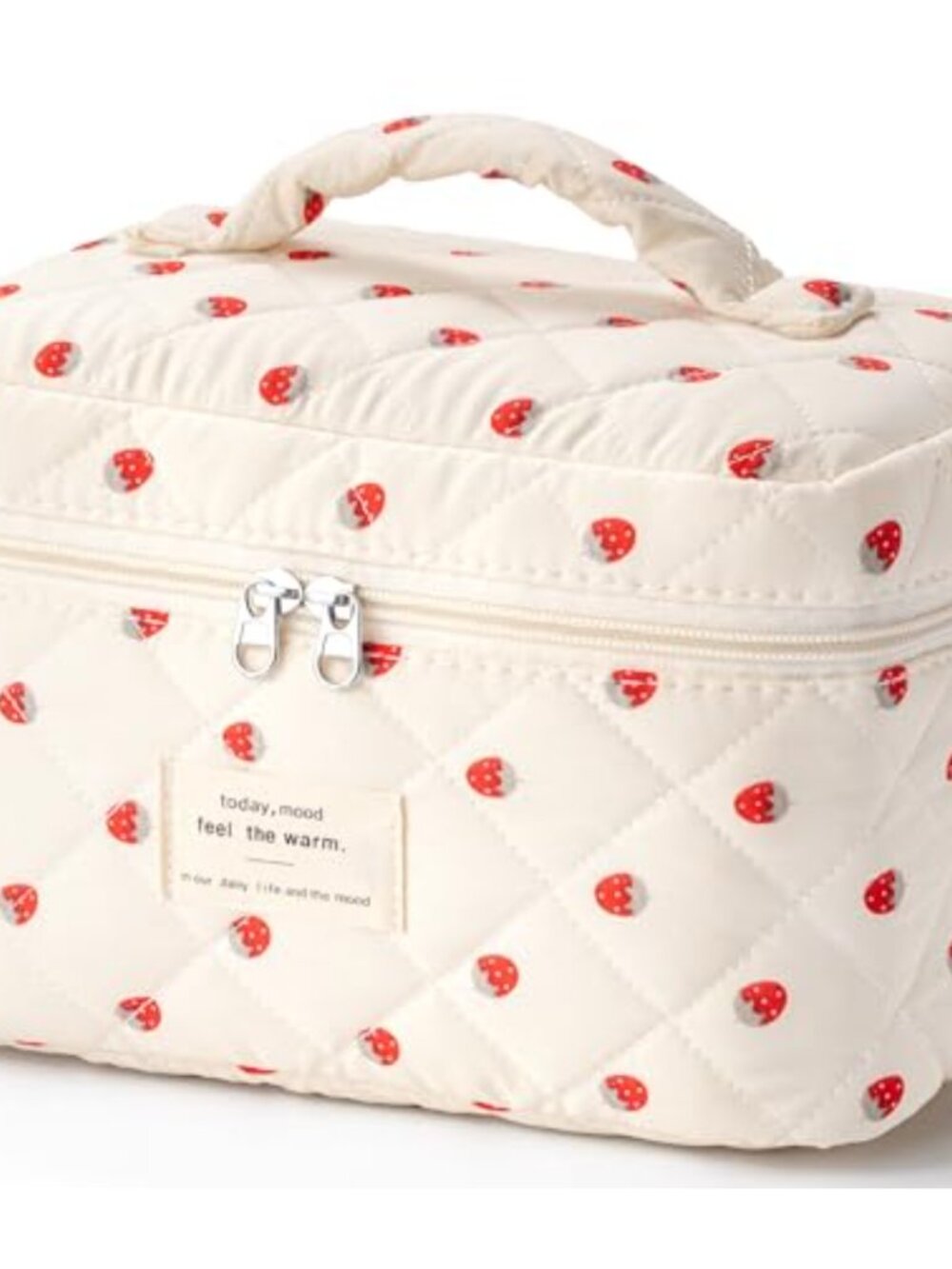 Quilted Cotton Floral Makeup Bag Travel Cosmetic Organizer
